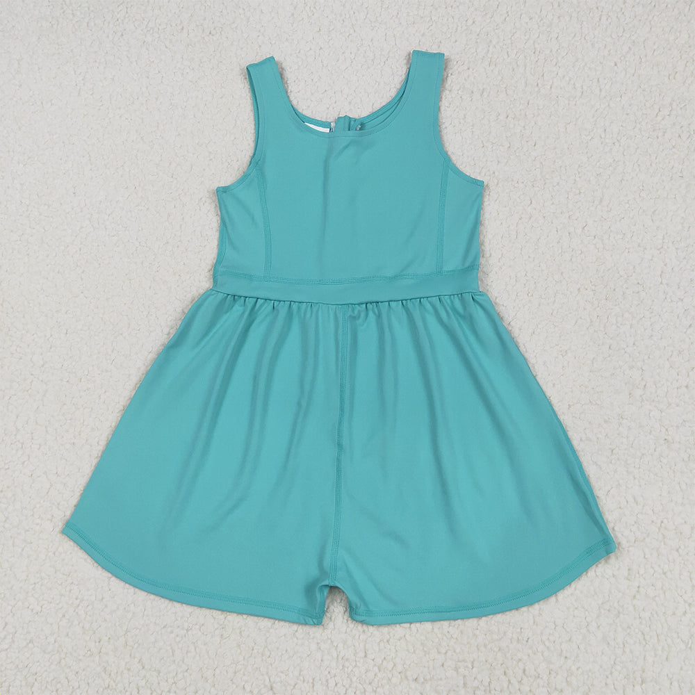 RTS NO MOQ Sibling baby girl clothes yoga suspender jumpsuits and skirts sets