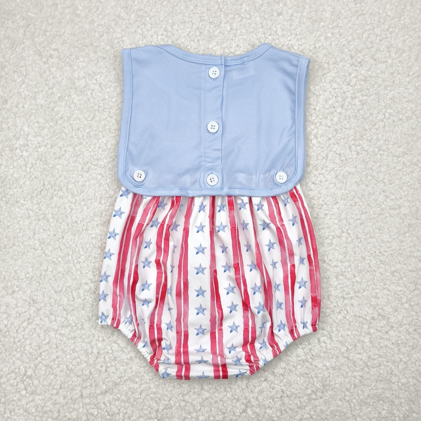 RTS NO MOQ SR3049 National Day flag star stripe blue vest jumpsuit