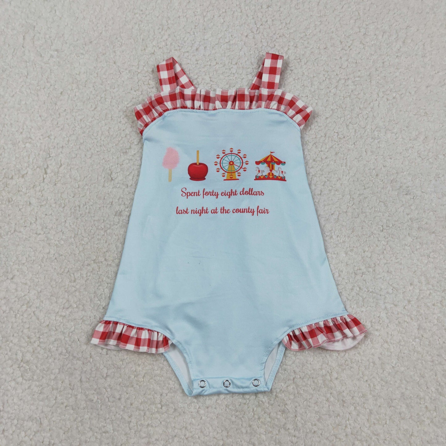 RTS NO MOQ SR3055 Baby Girls Ruffle Rompers with Strap Park Back Bows Cute Outfit