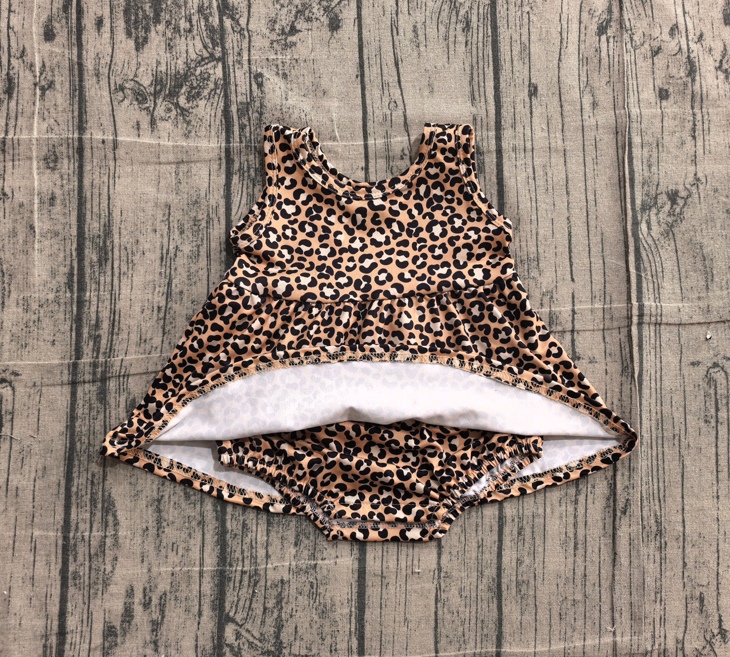(Pre Order) No moq SR3070 Baby Girls Cute Sleeveless Leopard Kids Girls Summer Jumpsuit