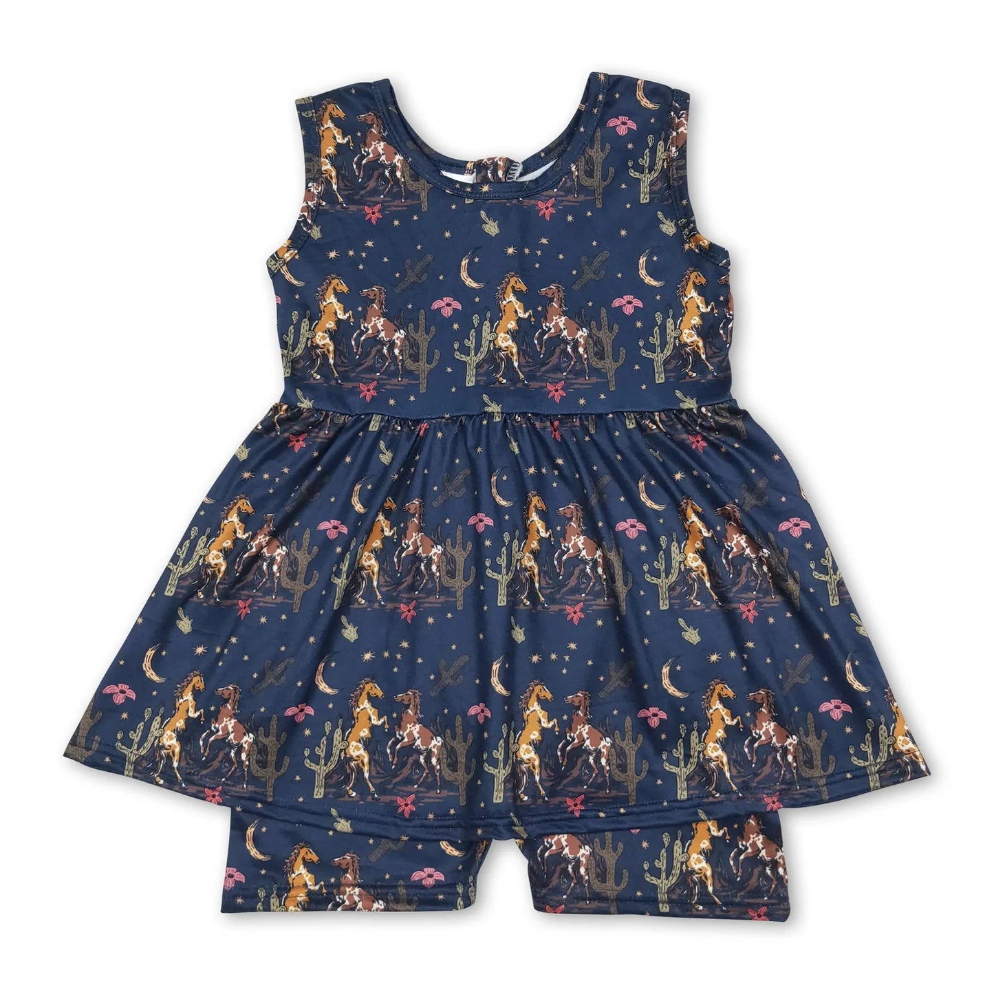 RTS NO MOQ Sibling milk silk Baby Girls Casual Sleeveless Tunic Short Jumpsuits Rompers