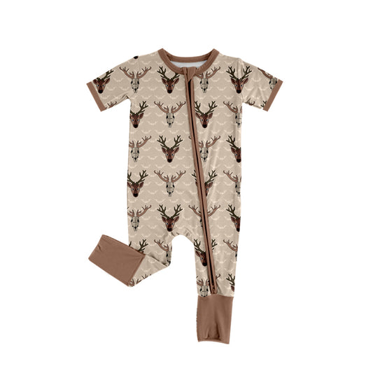 no moq SR3103 pre-order baby boy clothes deer head short sleeve romper-2025.5.7