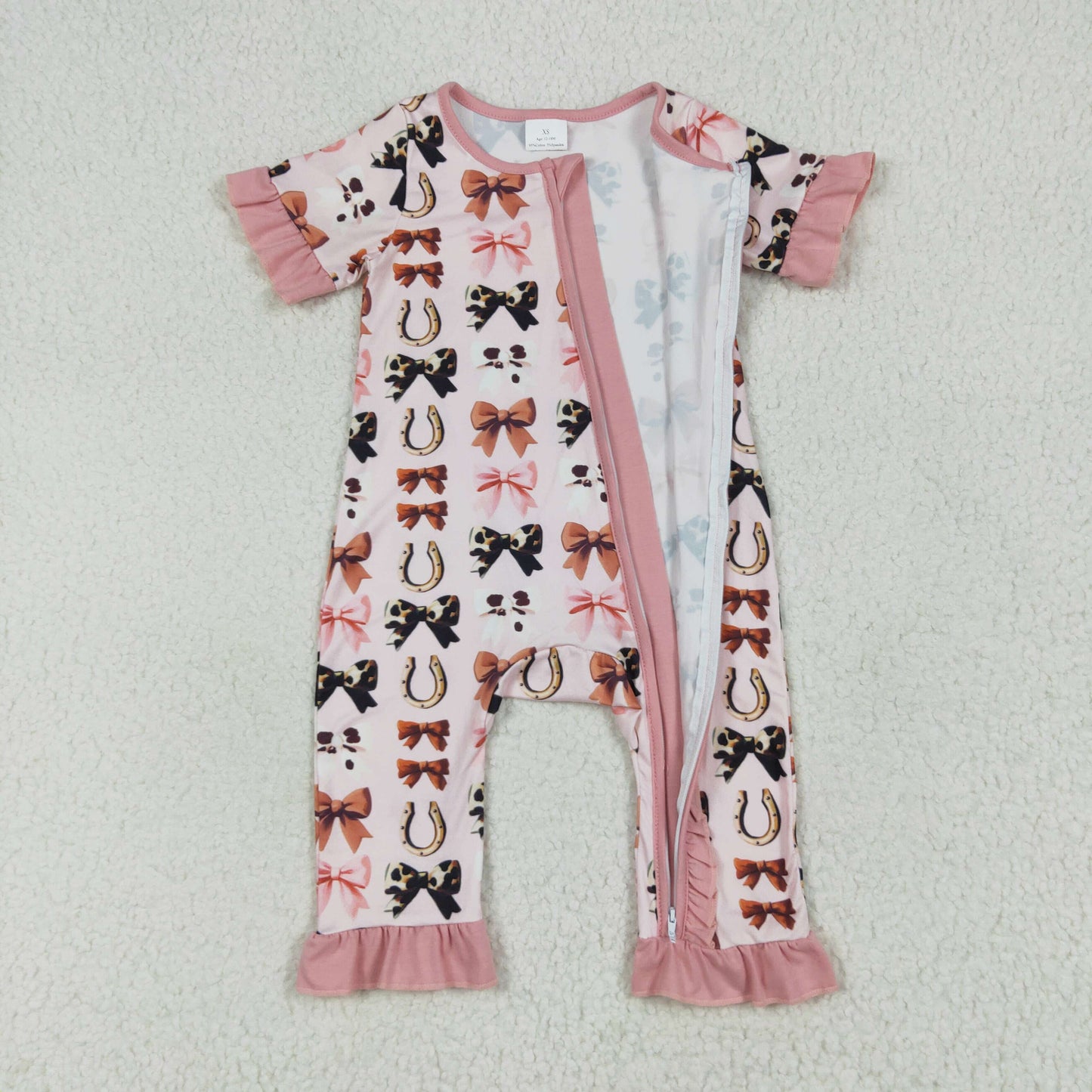 RTS NO MOQ baby Girls clothes bow short sleeve pants Sets romper
