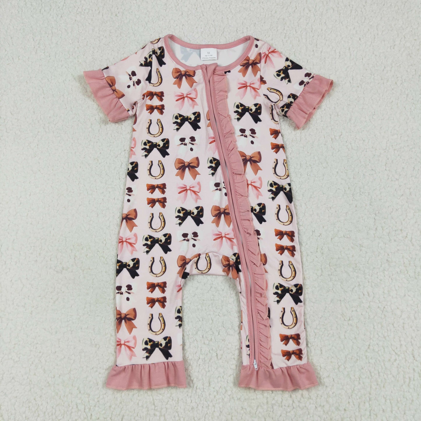 RTS NO MOQ baby Girls clothes bow short sleeve pants Sets romper