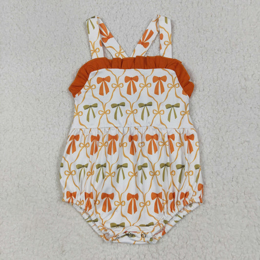 RTS NO MOQ SR3148 Orange green bow pattern lace vest bodysuit
