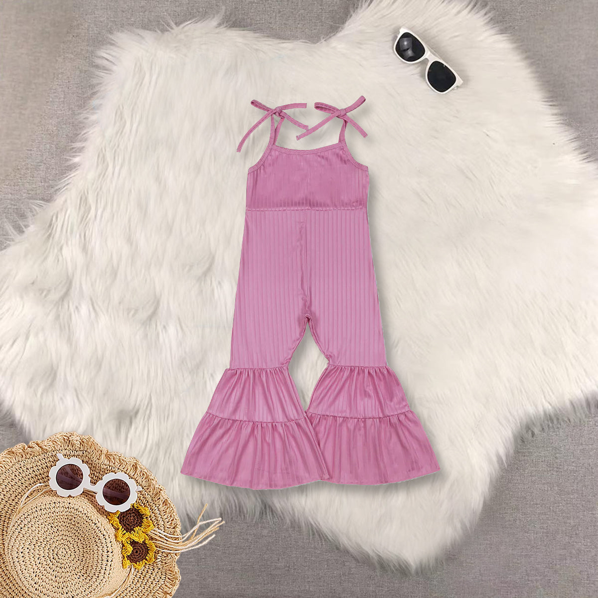 RTS NO MOQ Sibling baby girls Clothes summer suspender jumpsuits