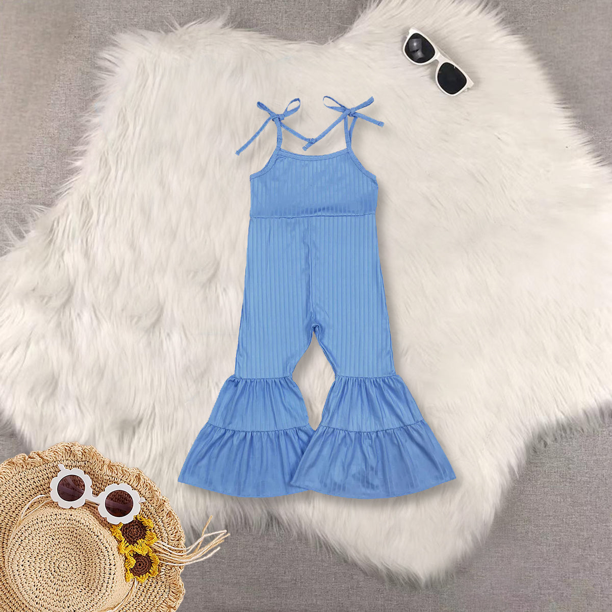 RTS NO MOQ Sibling baby girls Clothes summer suspender jumpsuits