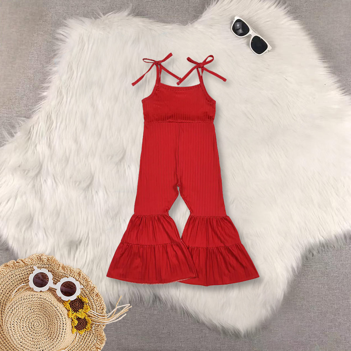 RTS NO MOQ Sibling baby girls Clothes summer suspender jumpsuits