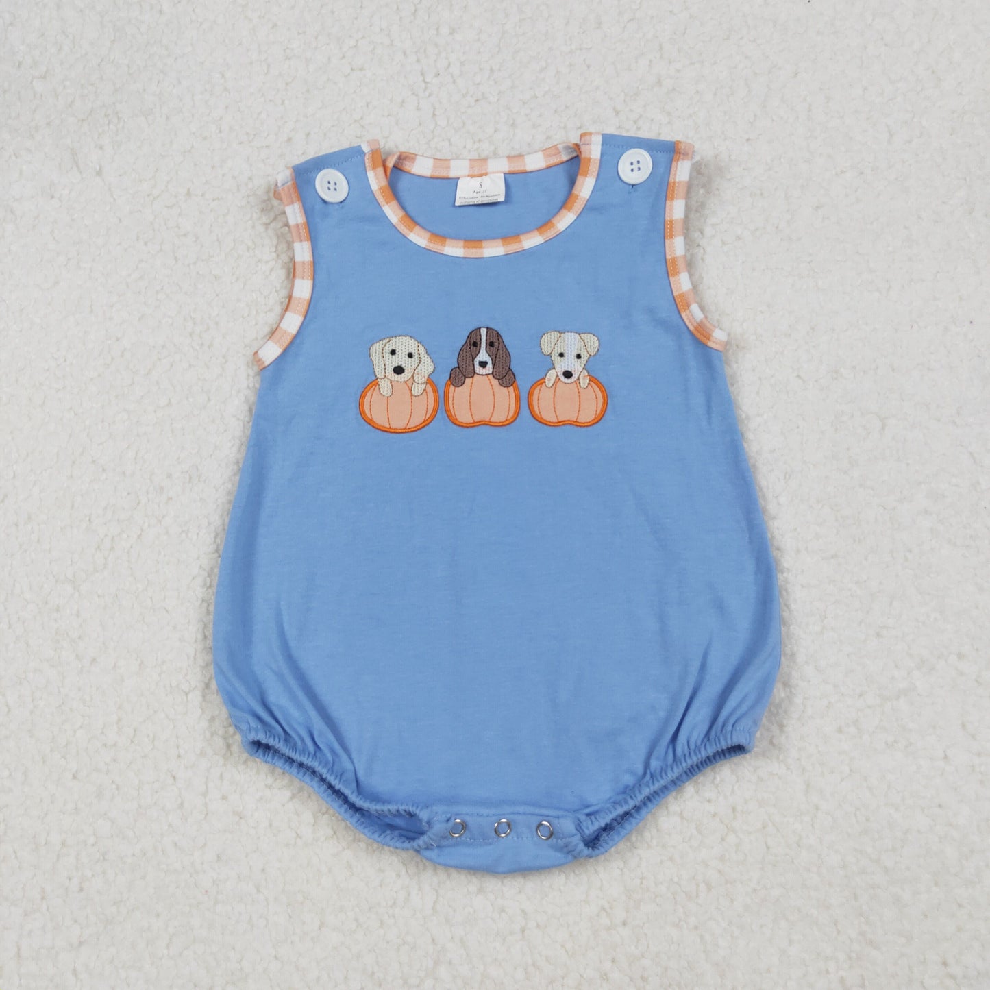 RTS NO MOQ Sibling Baby girls boy clothes embroidery halloween pumpkin short sleeve shorts suits & rompers