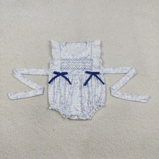 RTS NO MOQ SR3219 Embroidery Baby Girls Sleeveless Rompers with Rabbits Flowers Easter Ruffle Summer Outfit