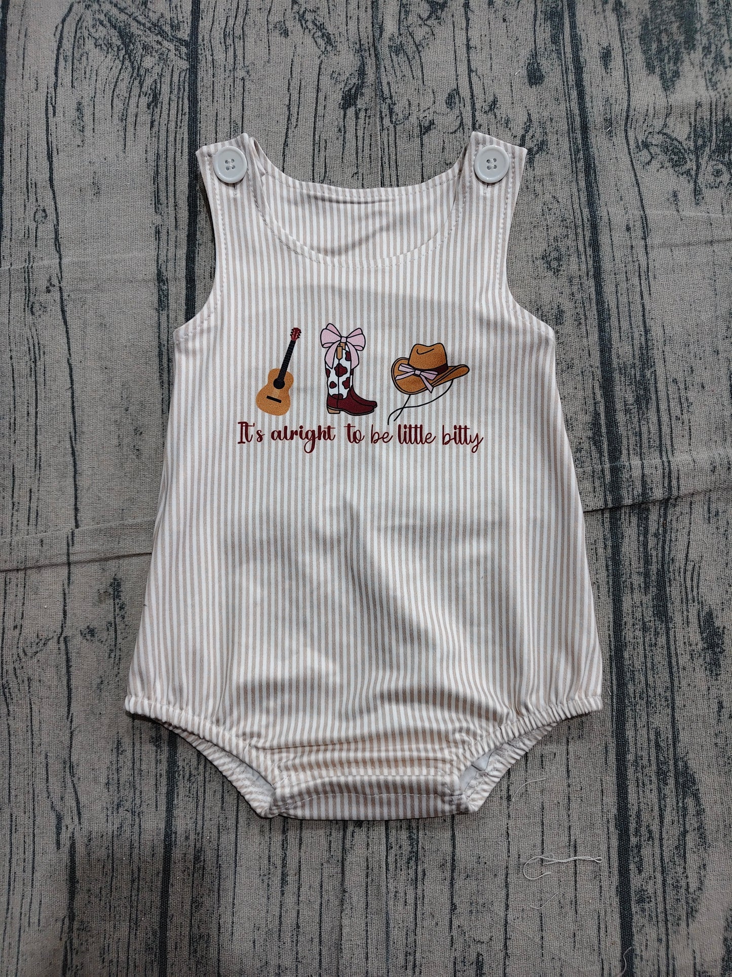 (Sample) No moq SR3335 Baby Boys Western Guitar Print Sleeveless Rompers
