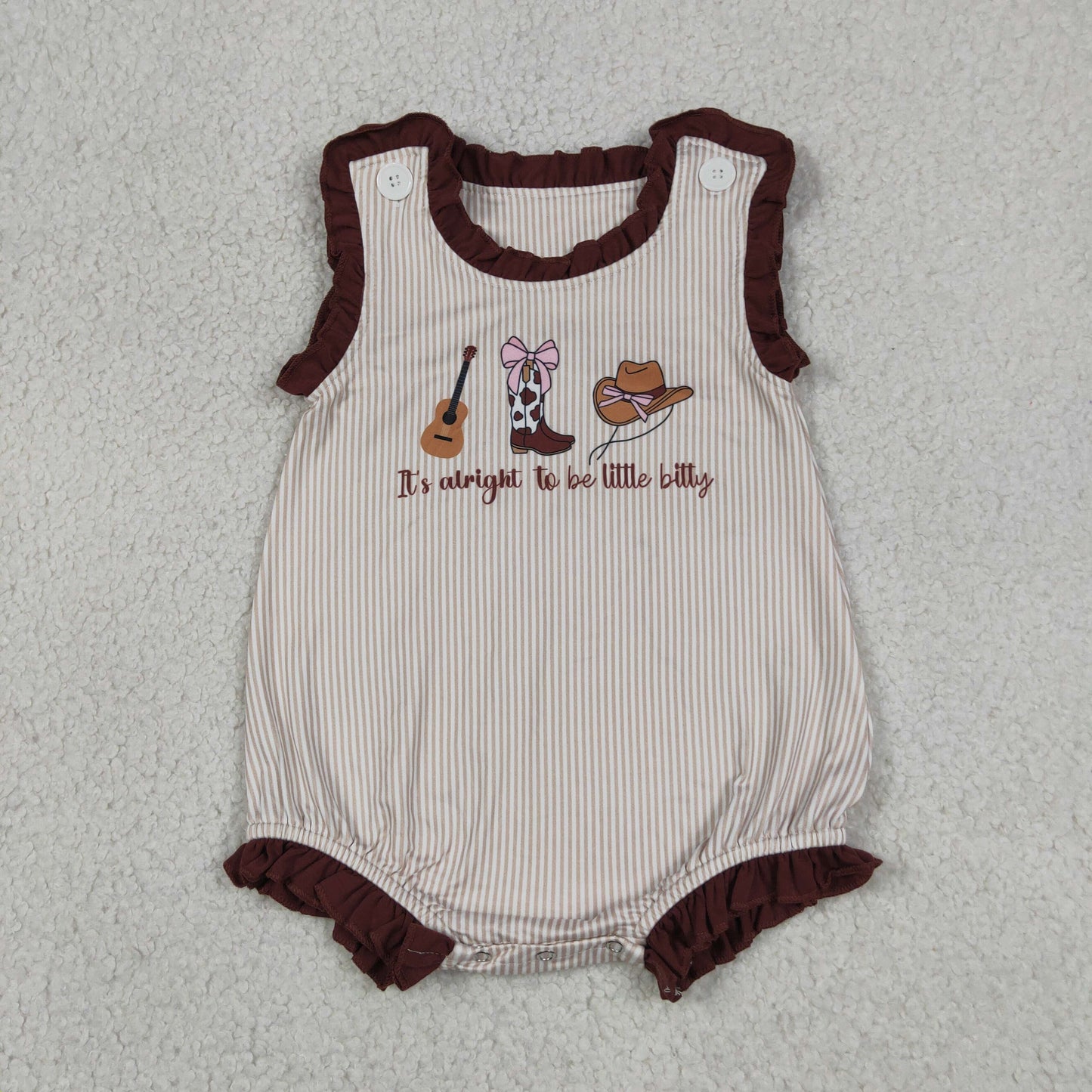 RTS NO MOQ milk silk SR3336 Infant Girls Cute Cowboy Element Boot Hat Romper