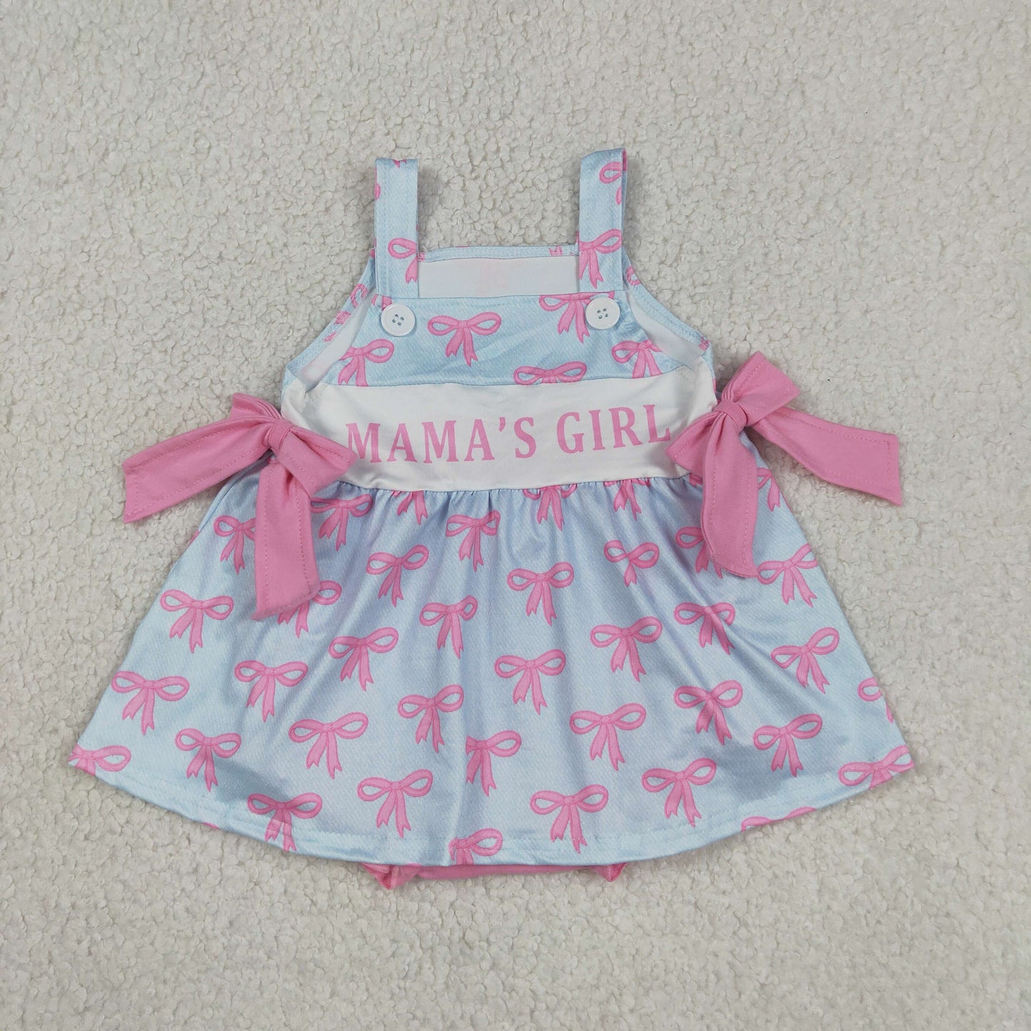 RTS NO MOQ SR3426 Kids Girls Pink Strap Mama's Girls Bows Tunic Bummies Ruffle Rompers