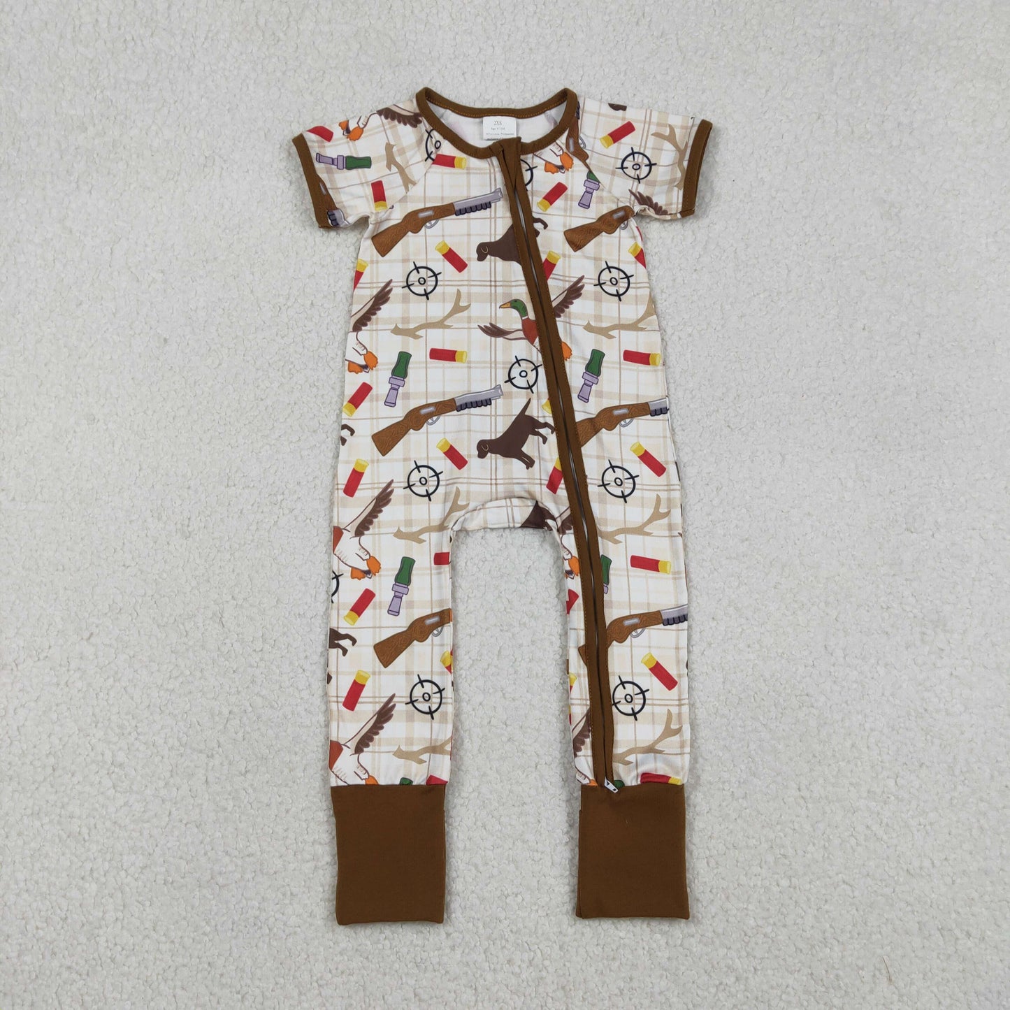 RTS NO MOQ Sibling baby boys clothes hunting short sleeve pants sets Rompers Clothes