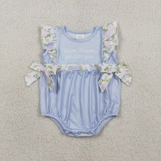 RTS NO MOQ SR3506 Little Girls Floral Bows Ruffle Rompers Baby Girl Outfit