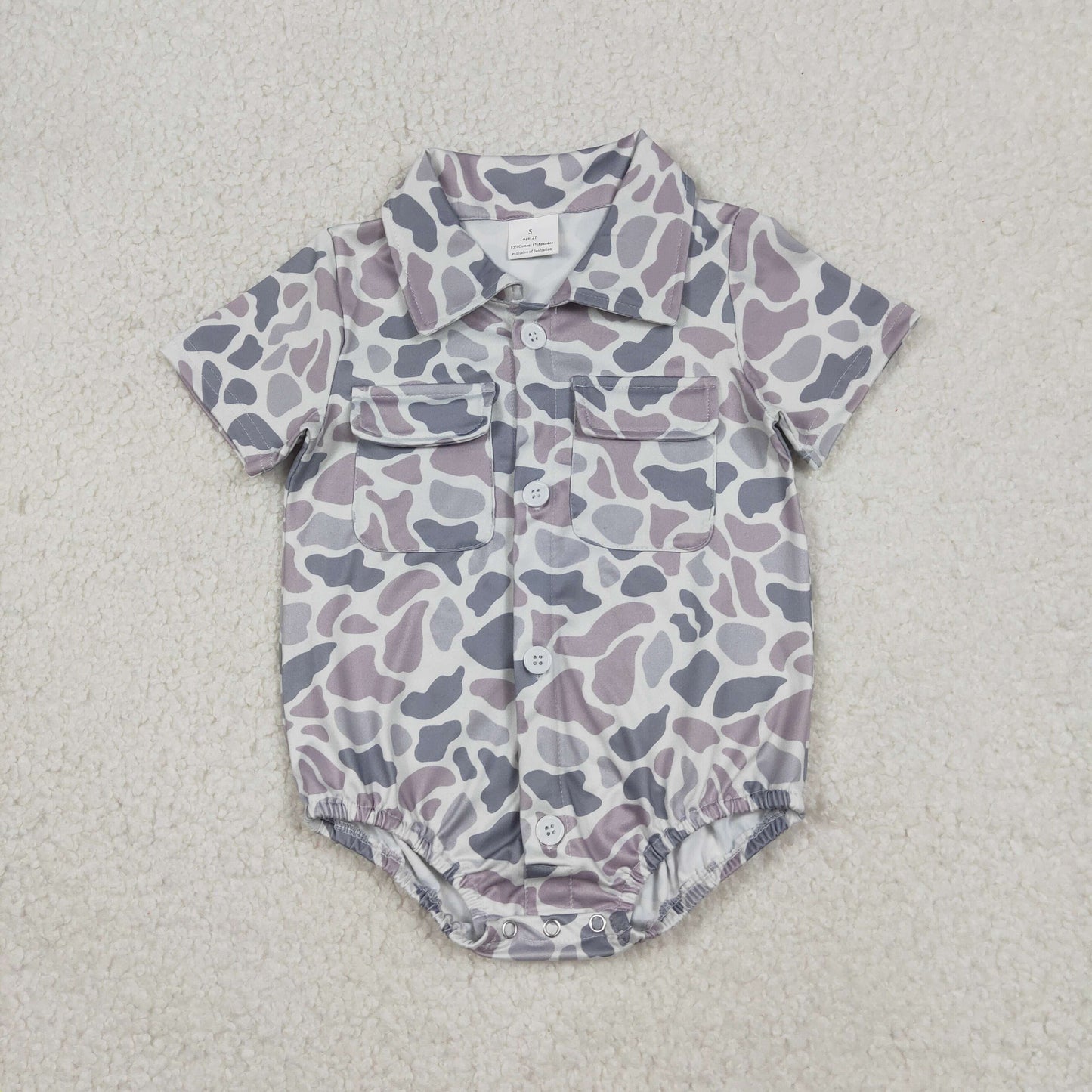RTS NO MOQ Sibling Baby boy clothes camouflage button short-sleeved rompers
