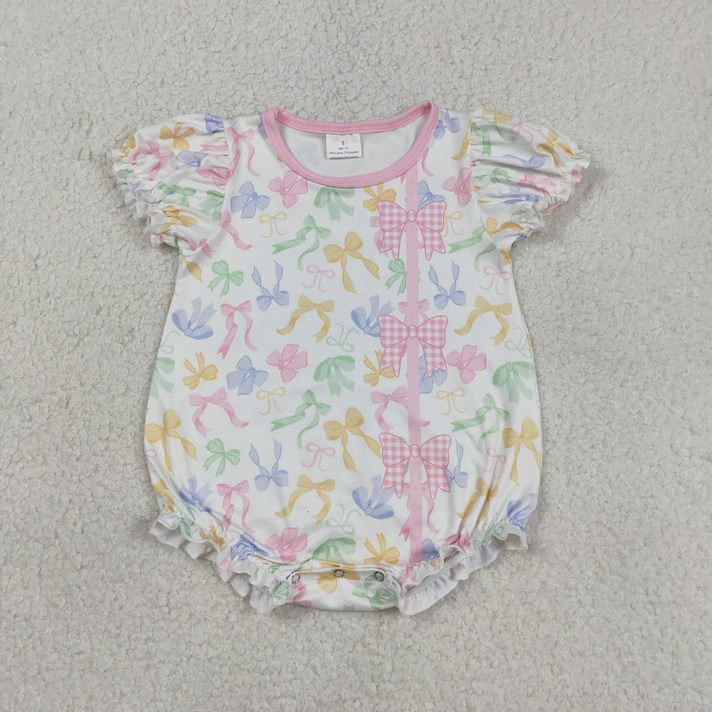 RTS NO MOQ Sibling Baby Girls Colorful Bows Scallop Knee-Length Dresses Rompers Cute Baby Girl Outfit
