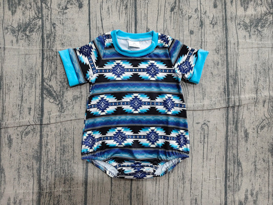 (Sample) No moq SR3709 Toddler Boys Aztec Western Short Sleeve Romper