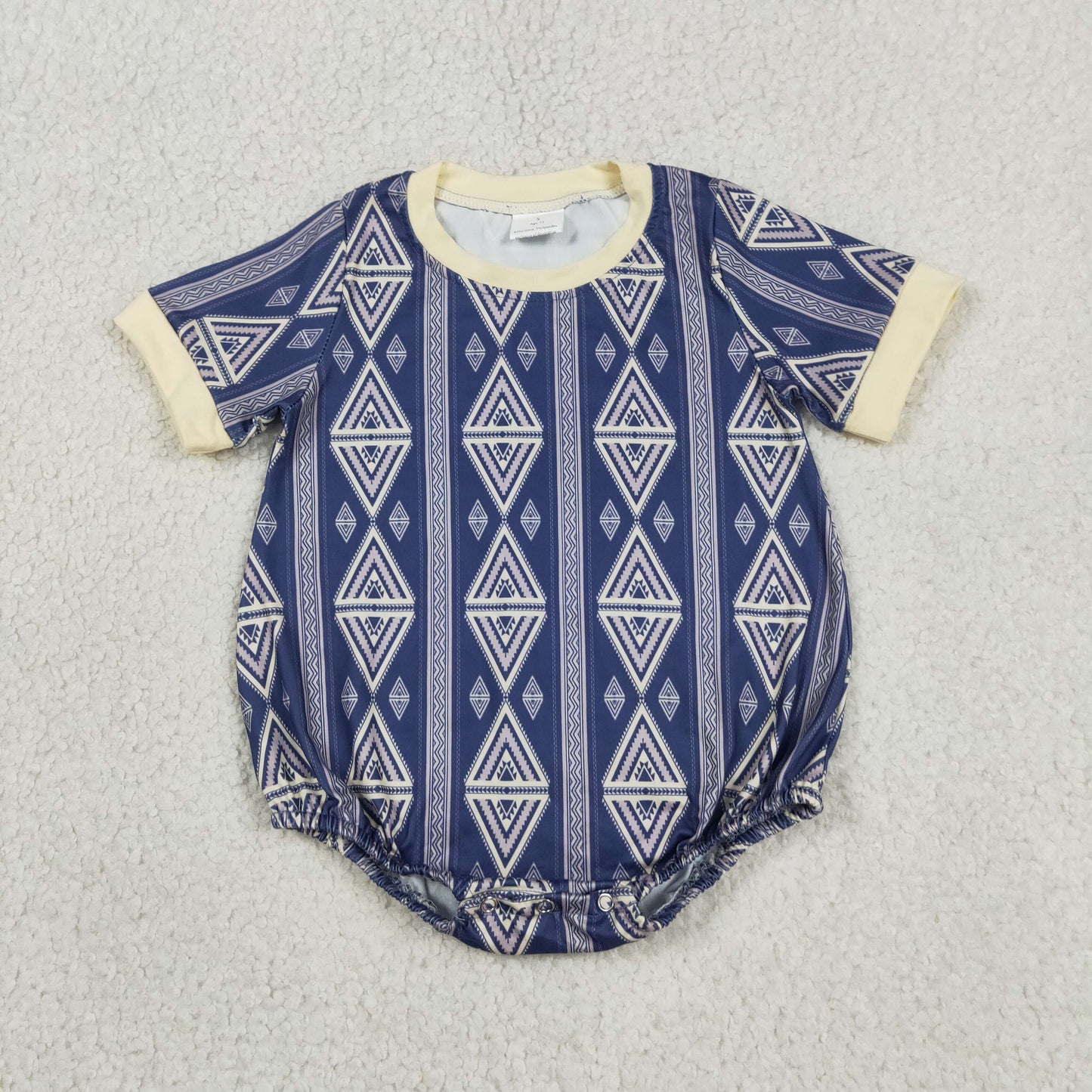 RTS NO MOQ milk silk SR3713 Baby Boys Short Sleeve Western Aztec Print Rompers