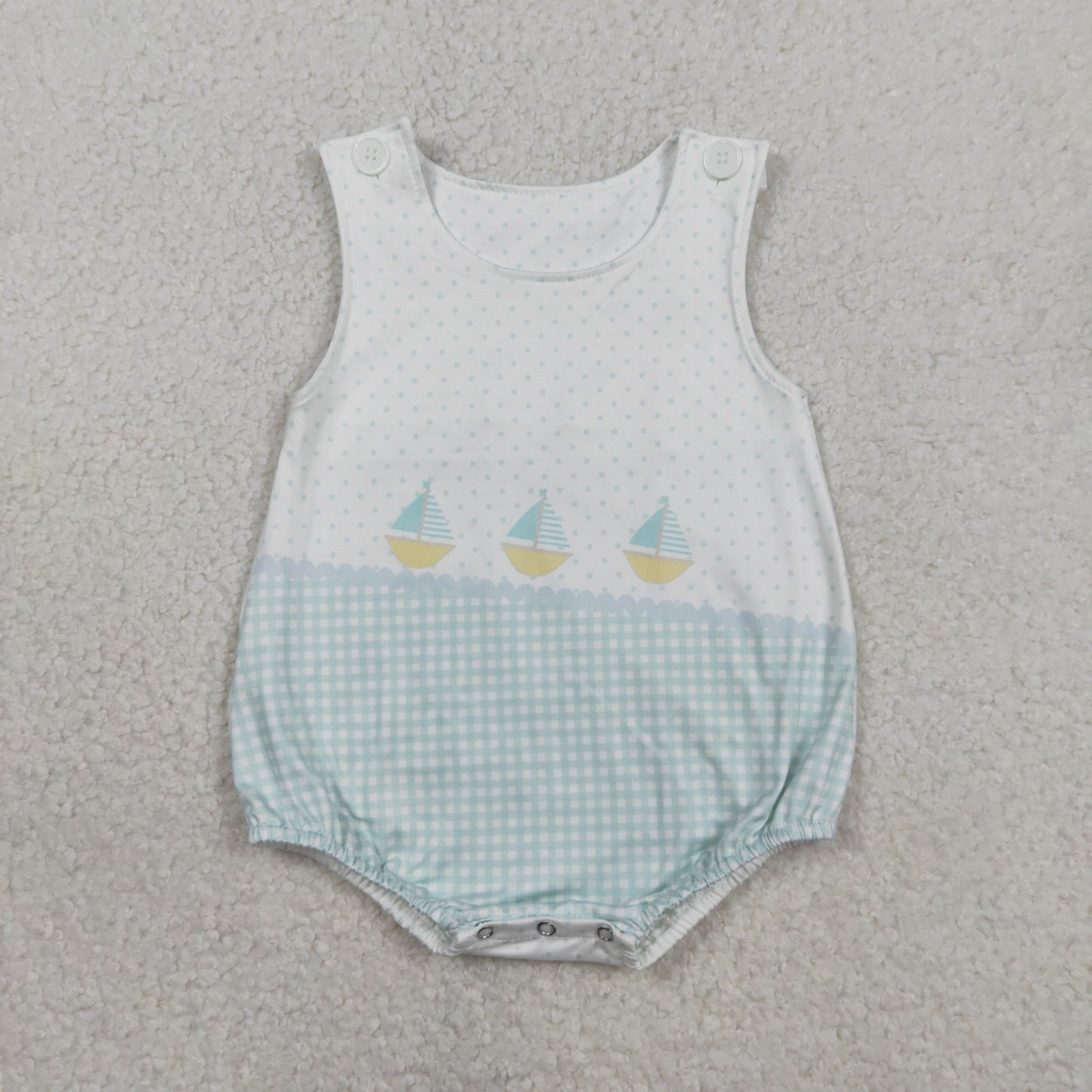 RTS NO MOQ Sibling Baby Boys Sleeveless Boatneck Polka Dot Ruffle Rompers Cute Baby Boys Outfit for Summer