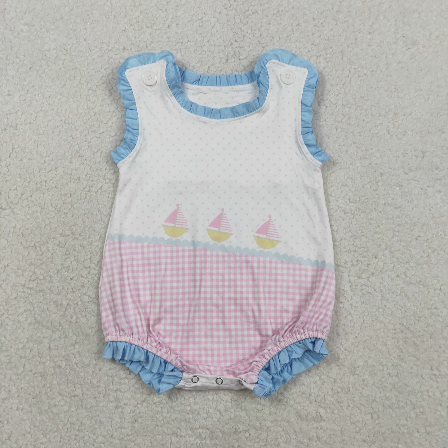 RTS NO MOQ Sibling Baby Boys Sleeveless Boatneck Polka Dot Ruffle Rompers Cute Baby Boys Outfit for Summer