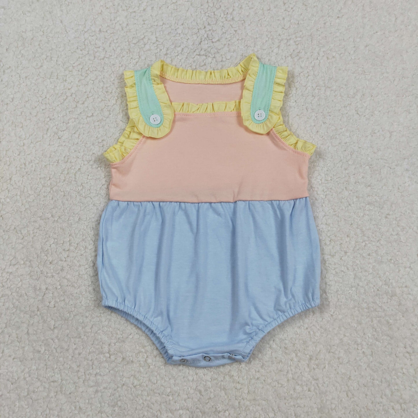 RTS NO MOQ SR3772 Baby Girls Sleeveless Rompers Pink Blue Ruffle