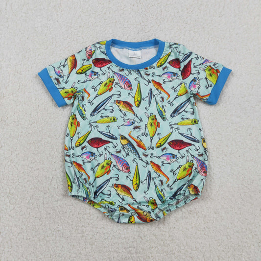 RTS NO MOQ SR3824 Baby Boys Short Sleeve Fishing Hunting Rompers Cute Outdoor Clothes for Infants