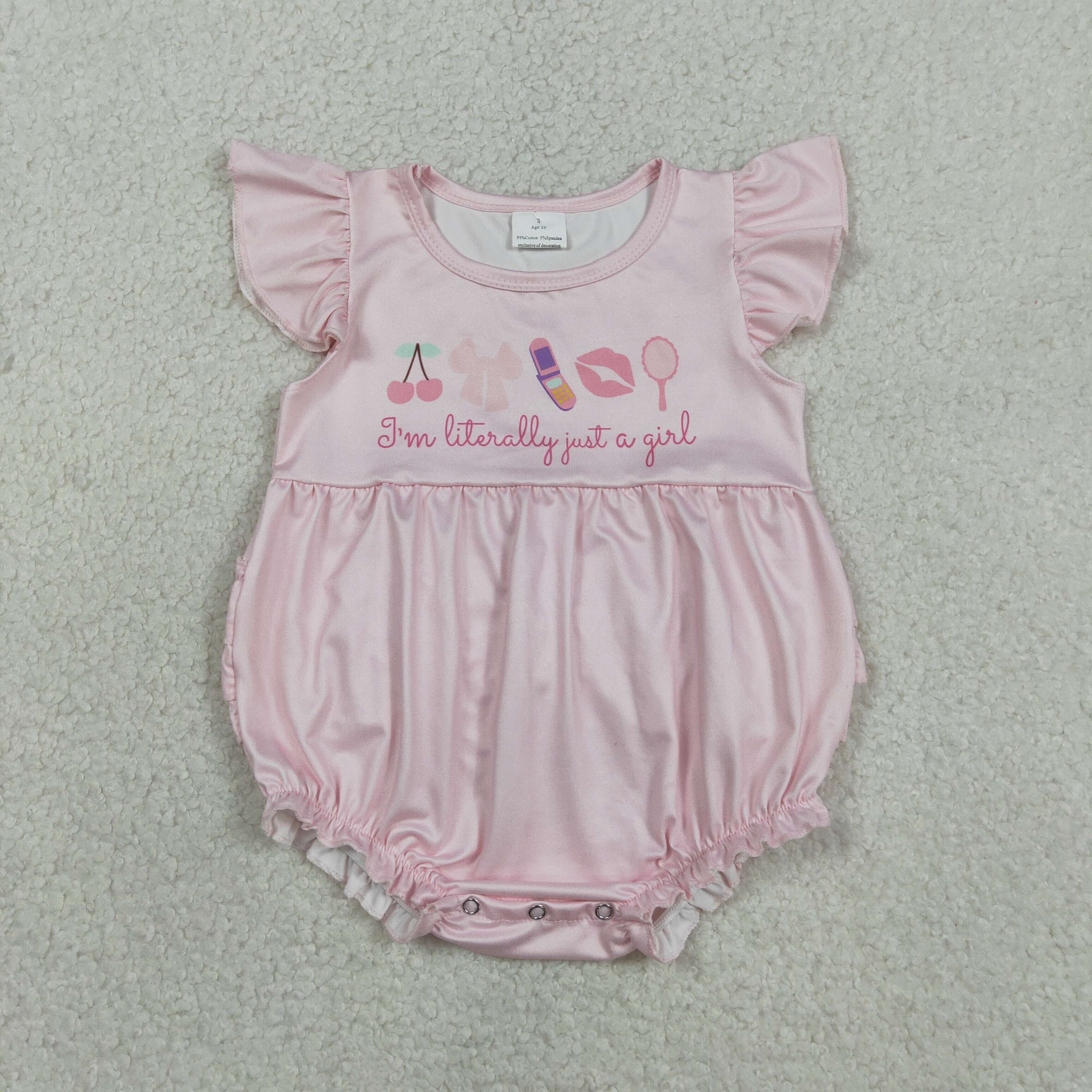 RTS NO MOQ SR3825 Baby Girls Pink Ruffle Rompers with Flutter Sleeves ...