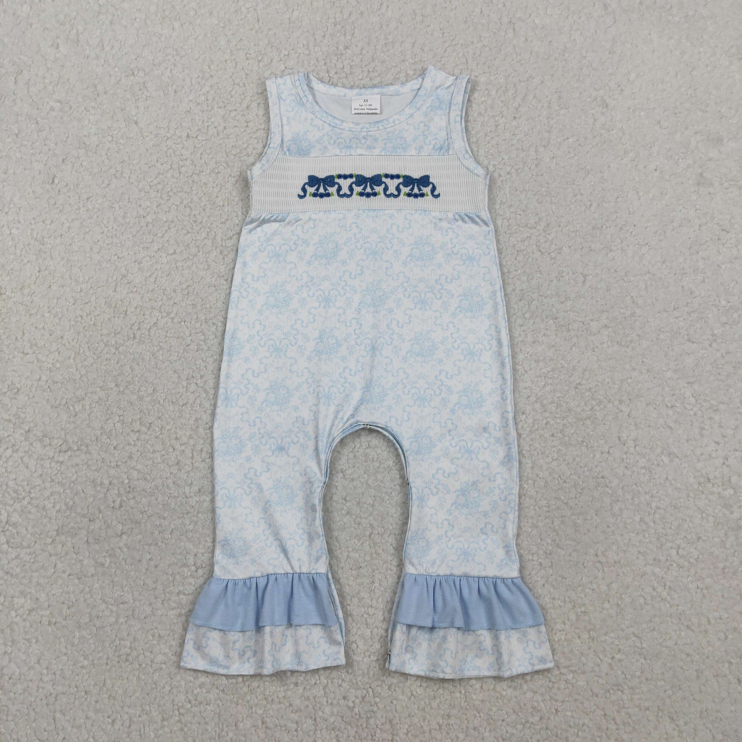 RTS NO MOQ SR3843 Floral Bow Ruffle Sleeveless Romper for Baby Girls Cute And Comfortable Summer Outfit