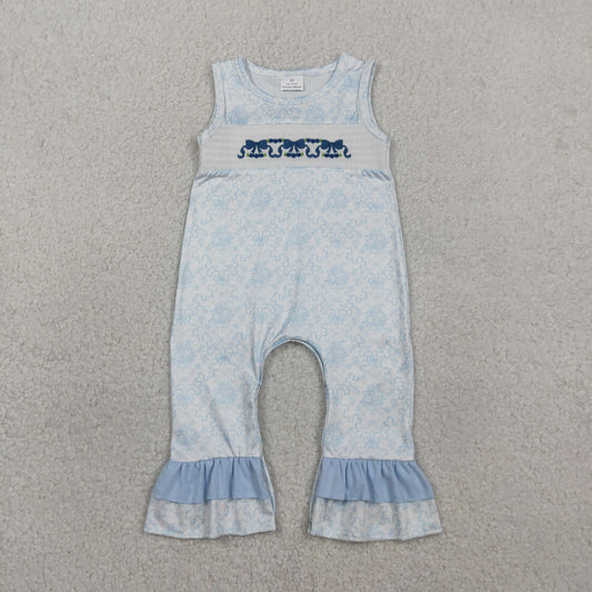 RTS NO MOQ SR3843 Floral Bow Ruffle Sleeveless Romper for Baby Girls Cute And Comfortable Summer Outfit