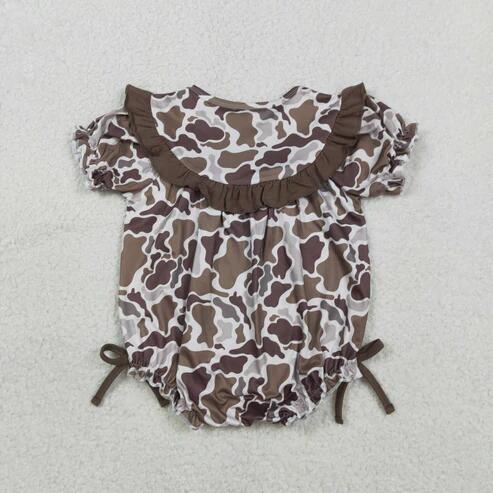 RTS NO MOQ Sibling Embroidery Mama's Boy Girl Brown Camouflage Shorts Outfit Set Dress Rompers for Children Baby Clothing Set