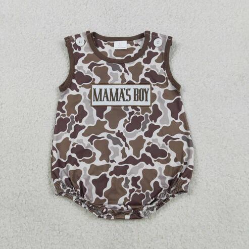 RTS NO MOQ Sibling Toddler Boys and Girls Soft Camo Rompers with Embroidery Mama's and Daddy's