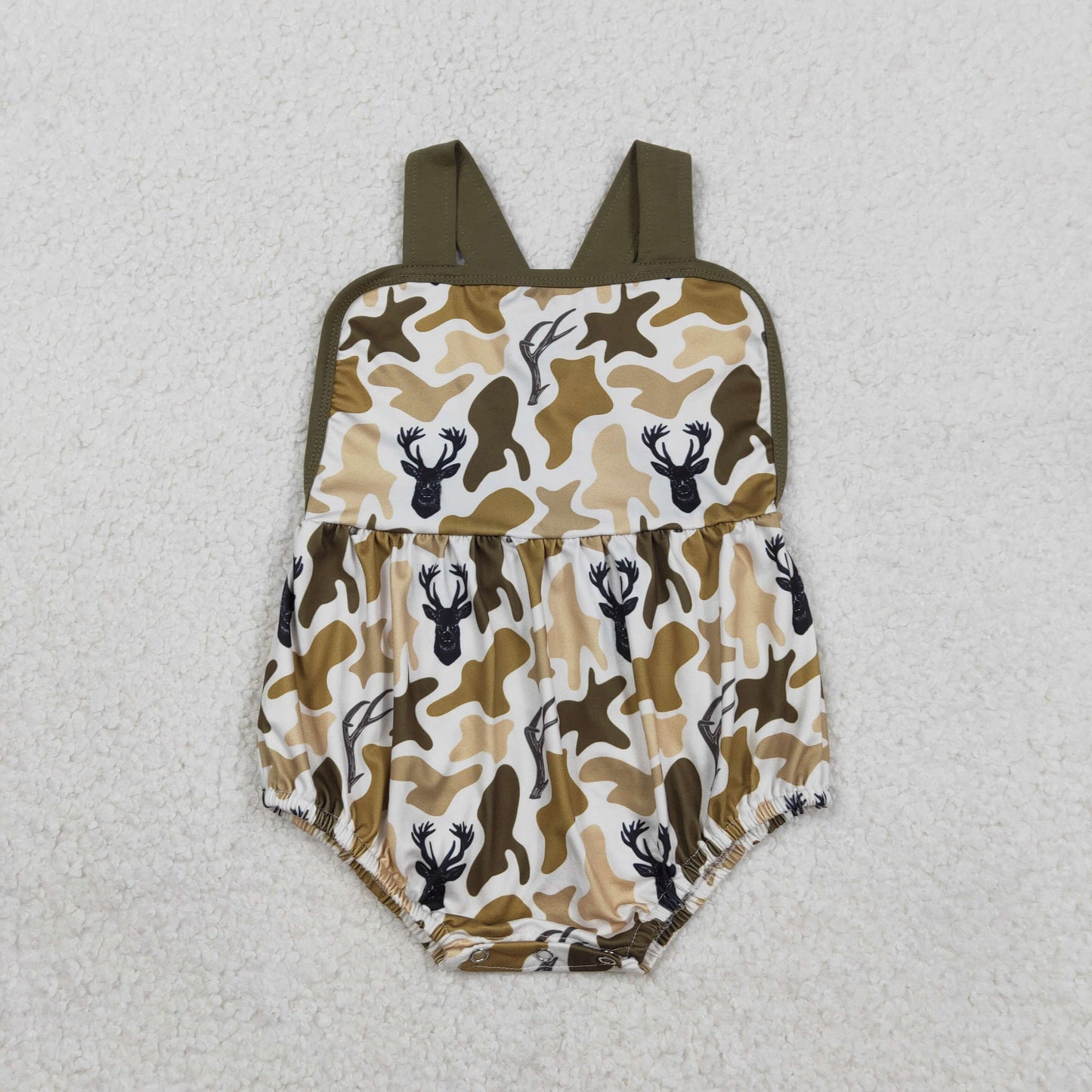 RTS NO MOQ Sibling Baby Boys Deer Camo Hunting Rompers with Strap Southern Deer Baby Boys Outfit