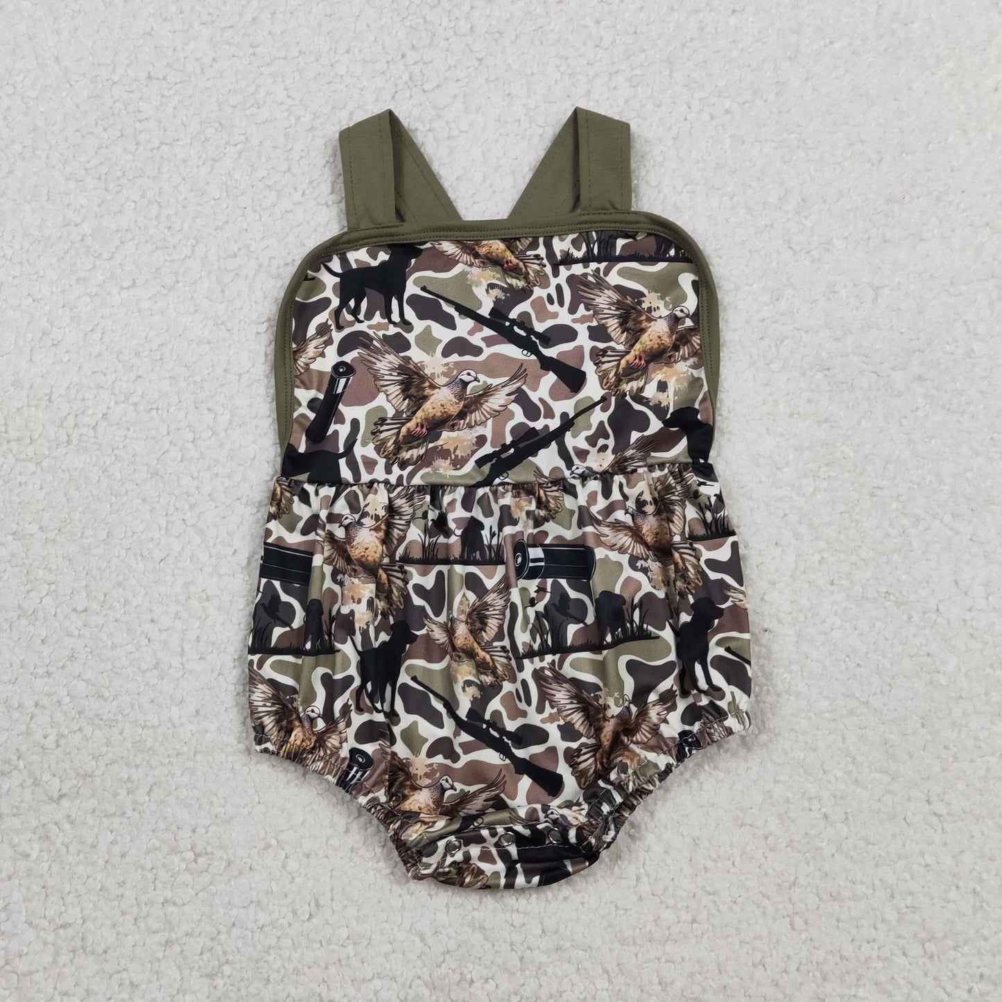 RTS NO MOQ Sibling Baby Boys Deer Camo Hunting Rompers with Strap Southern Deer Baby Boys Outfit