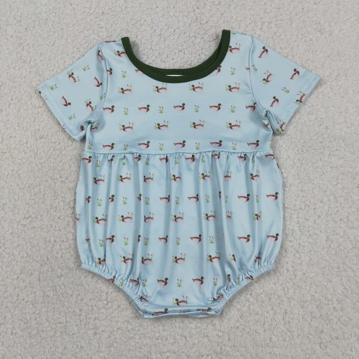 RTS NO MOQ SR3999 Baby Boys Plaid Hunting Short Sleeve Duck Rompers