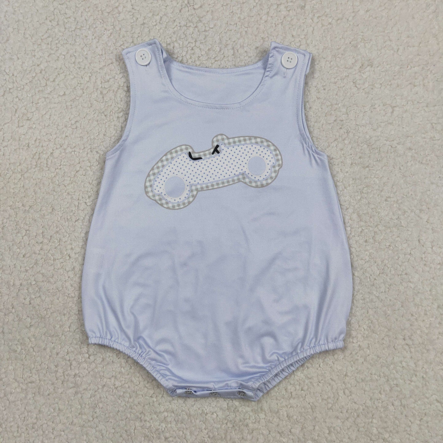 RTS NO MOQ SR4013 Baby Boys Blue Cars Sleeveless Summer Casual Rompers