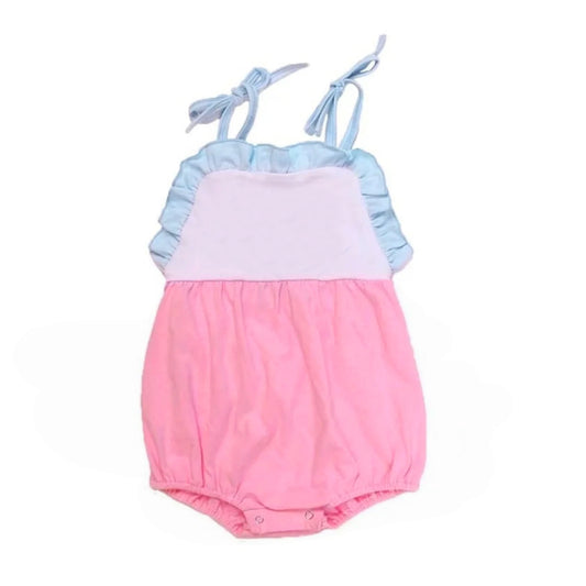 (Pre Order) No moq SR4042  Baby Girls Strap Ruffle Rompers Cute Baby Girl Rompers with Ruffles And Straps Baby Clothing