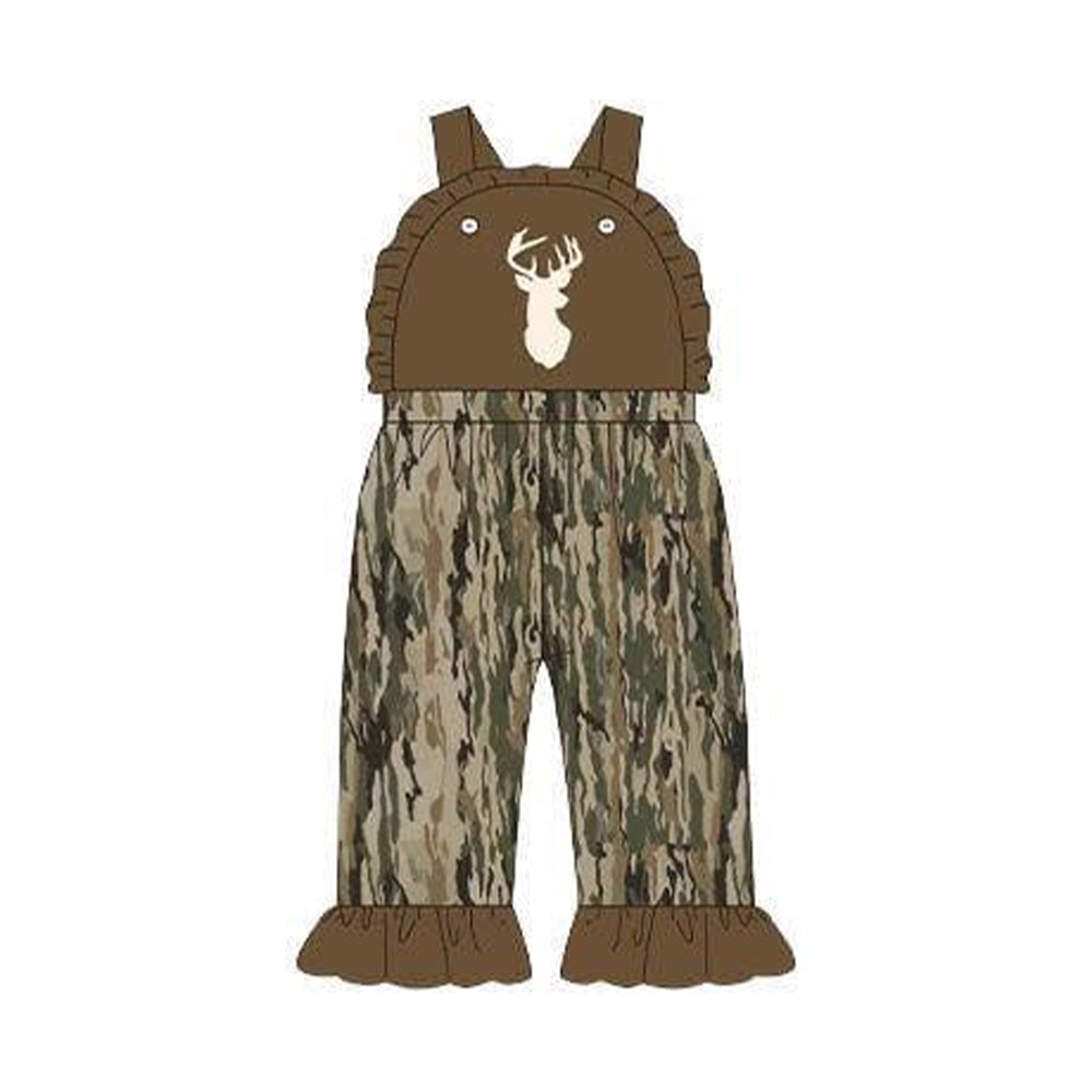 (Pre Order) No moq Camouflage Shorts Set for Boys And Girls with Dog Deer And Duck Print Short-Sleeved Top And Overalls Kids' Outdoor Clothing