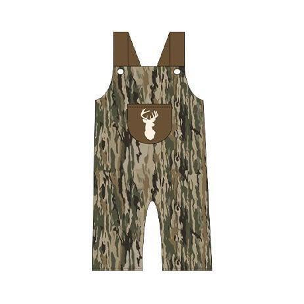 (Pre Order) No moq Camouflage Shorts Set for Boys And Girls with Dog Deer And Duck Print Short-Sleeved Top And Overalls Kids' Outdoor Clothing