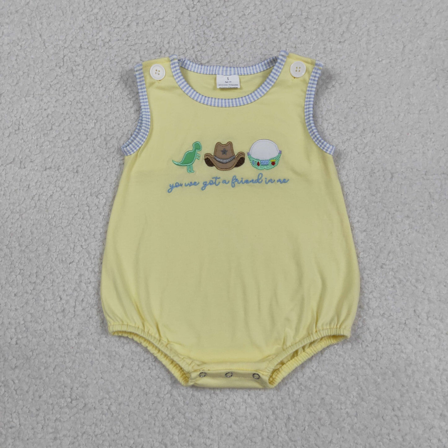 RTS NO MOQ milk silk SR4106 Baby Boys Cute Dinosaurs Got a Friend Hat Embroidery Rompers