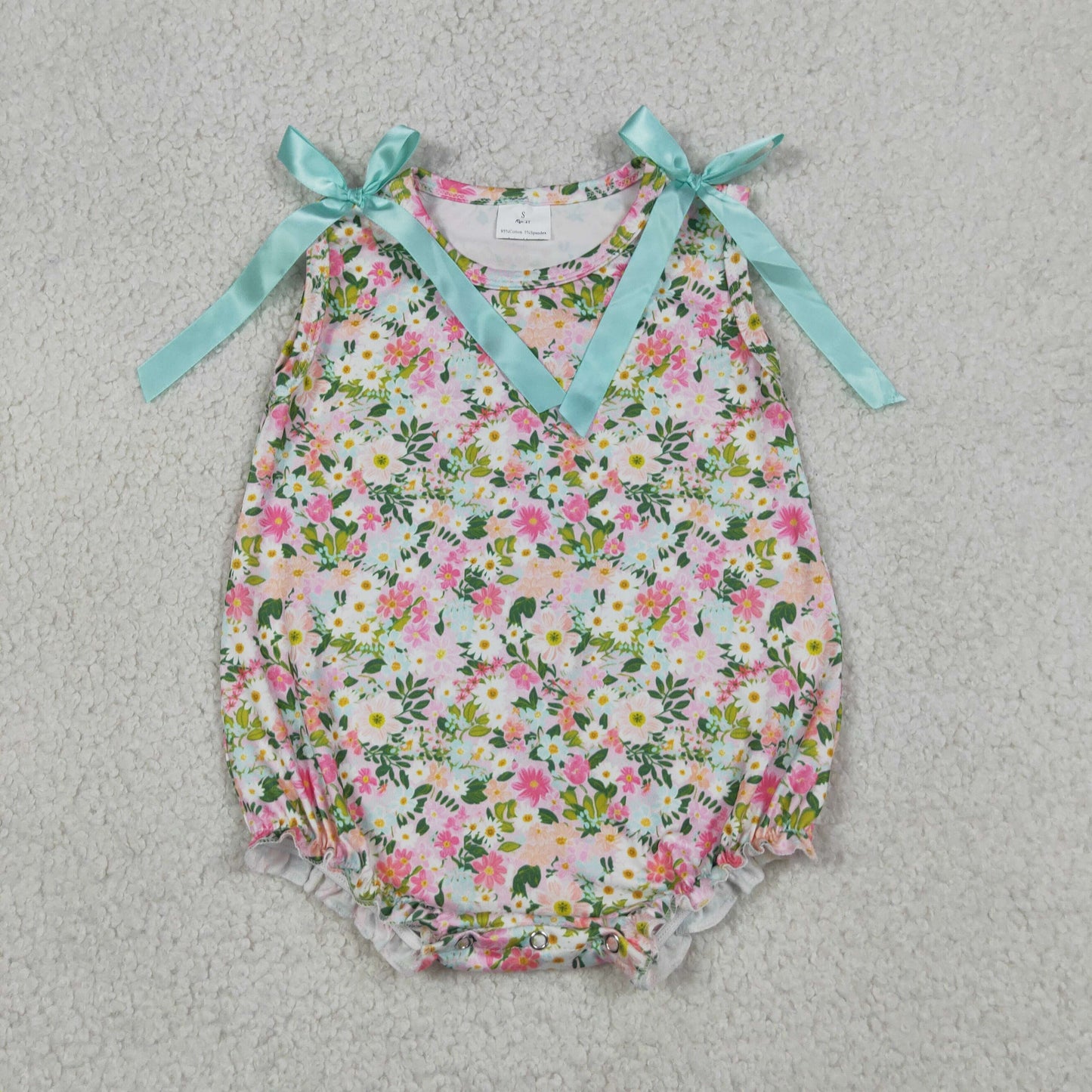 RTS NO MOQ milk silk SR4111 Baby Girls Colorful Floral Ruffle Sleeveless Romper