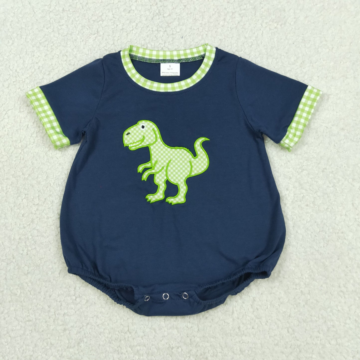 RTS NO MOQ Sibling Baby Boys Embroidery Checked Short Sleeve Casual Summer Rompers