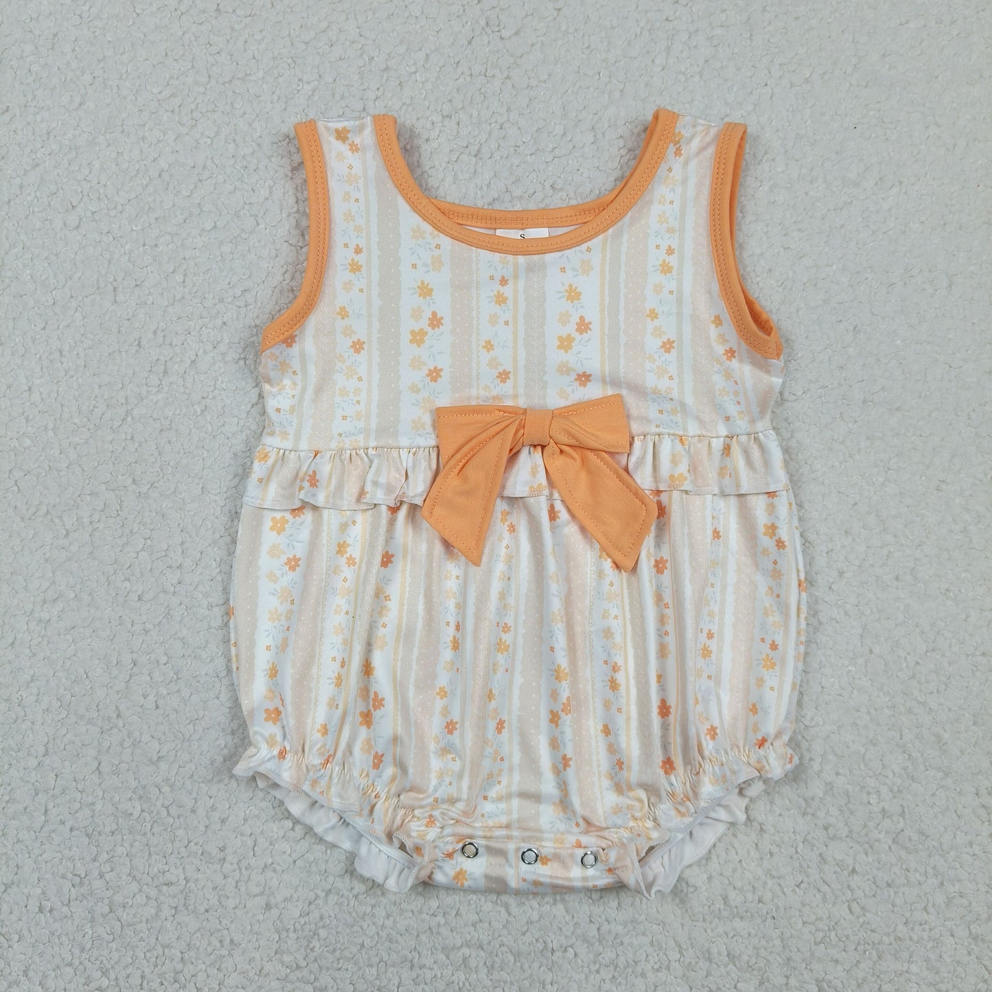 RTS NO MOQ SR4122 Baby Girls Stripe  Sleeveless Colorful Flower Print Ruffle Rompers