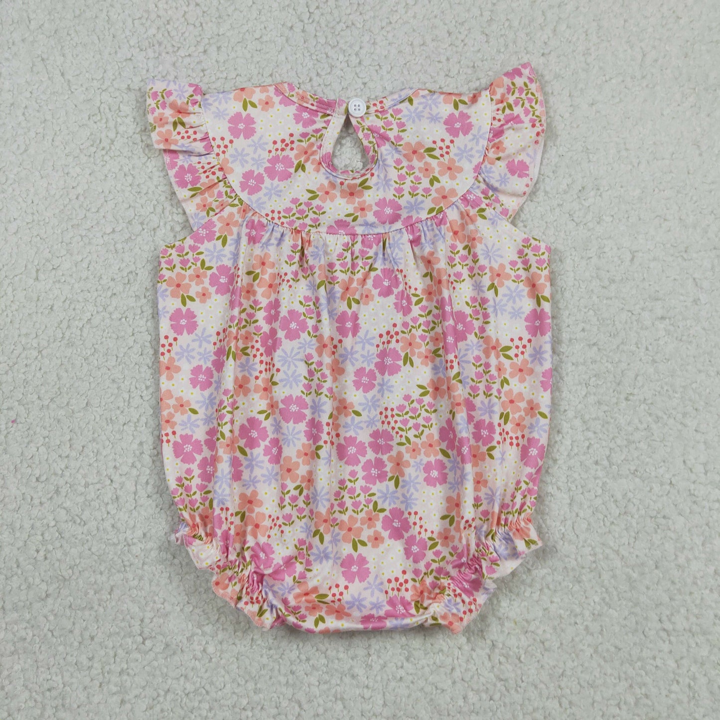 RTS NO MOQ milk silk SR4142 Baby Girls Cute Smocked I Love Dad Colorful Flowers Ruffle Rompers