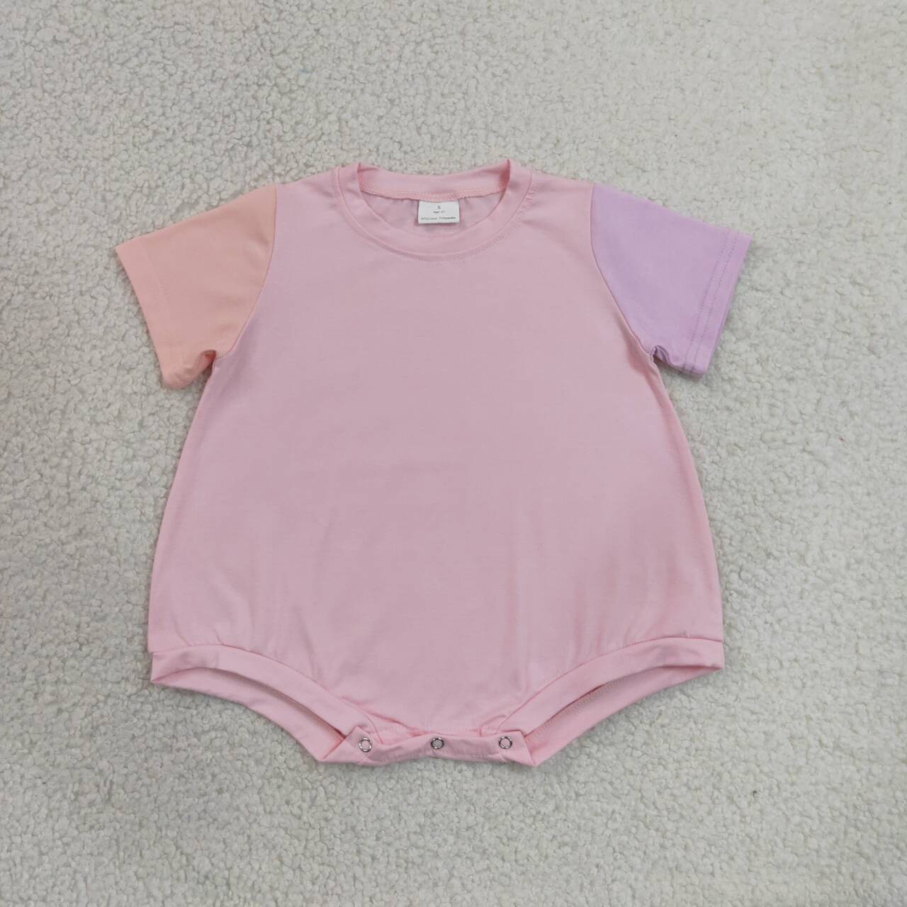 RTS NO MOQ cotton SR4156 Baby Girls Summer Pink Patchwork Short Sleeve Casual Romper