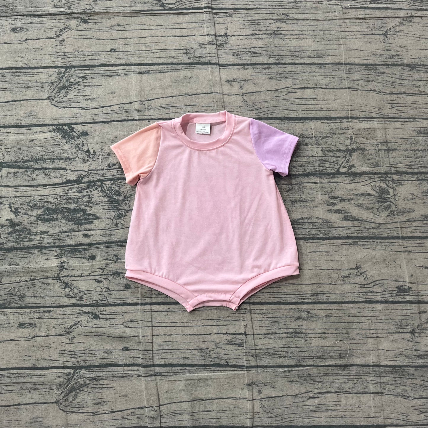 (Sample) No moq SR4156 Baby Girls Pink Patchwork Short Sleeve Casual Romper