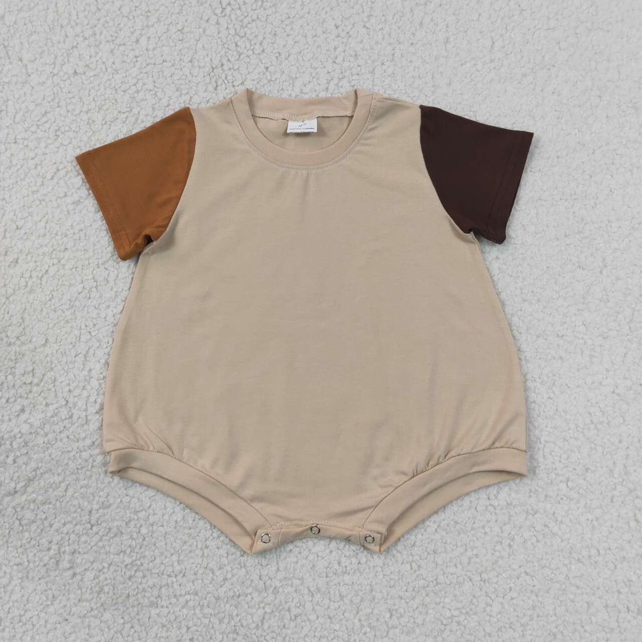 RTS NO MOQ cotton SR4157 Baby Boys Khaki Patchwork Short Sleeve Summer Romper