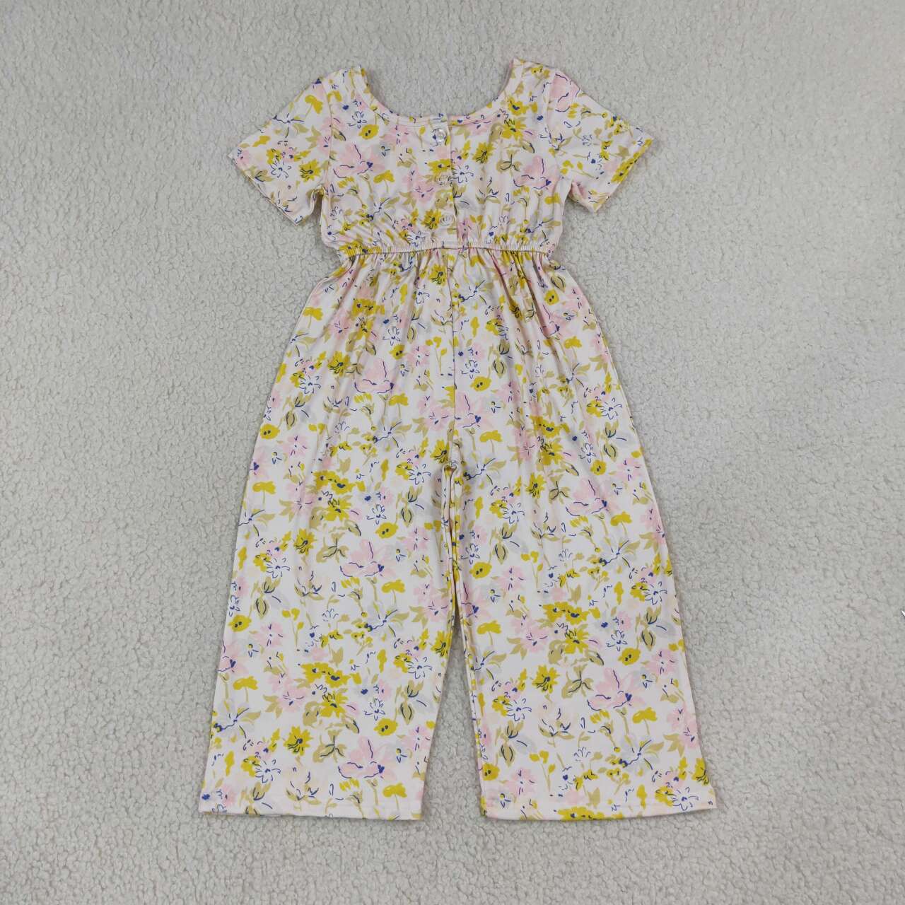 NEW RTS NO MOQ milk silk SR4196 Baby Girls Colorful Flower Short Sleeve Romper Jumpsuit Casual Outfit