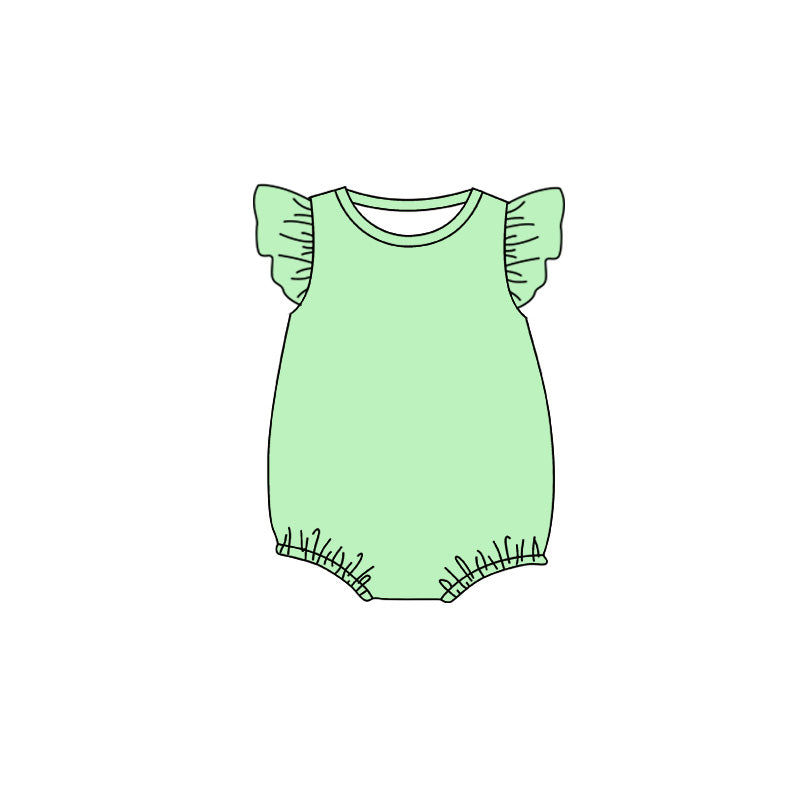(Pre Order) No moq cotton Baby Girls Solid Color Flutter Sleeve Summer Romper
