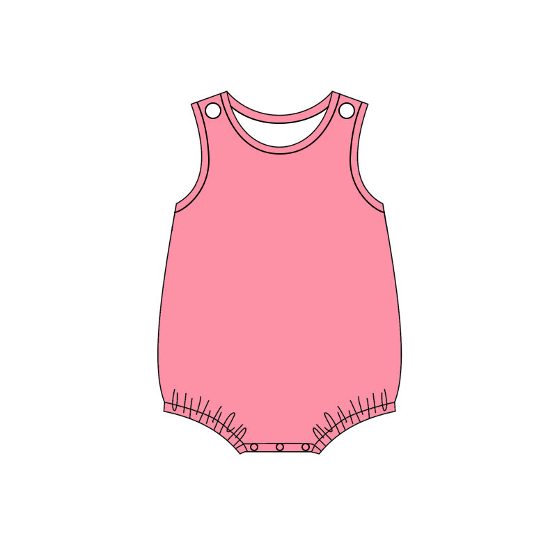 (Pre Order) No moq cotton Baby Girls Sleeveless Summer Solid Color Romper